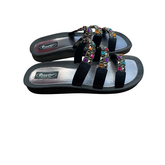 Grandco womens Sandals Black Beach Pool Slide Beaded Jeweled beach ,pool Box DZ - Picture 5 of 9